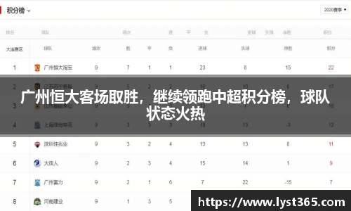 广州恒大客场取胜，继续领跑中超积分榜，球队状态火热